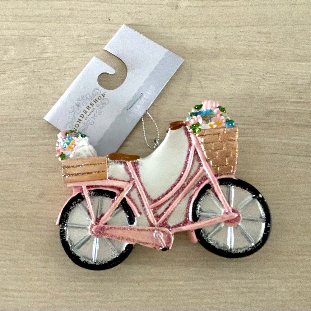 New Wondershop Christmas Ornament Pink Bicycle With Flower Basket Target